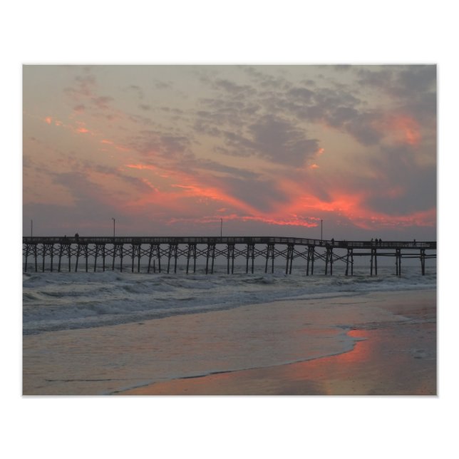 Pier und Sunset - Eicheninsel, NC Fotodruck (Vorne)