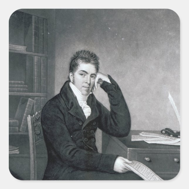 Pierce Egan, graviert von Charles Turner Quadratischer Aufkleber (Vorderseite)