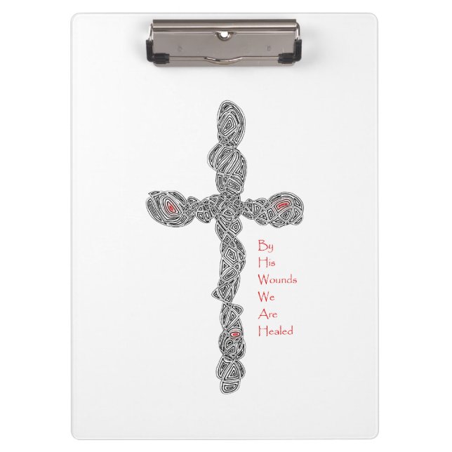 Pierced Cross - Isaiah 53:5 Klemmbrett (Vorderseite)