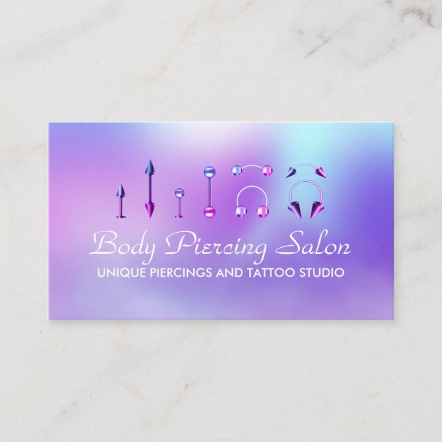 Piercing Specialist Hologramm pink Visitenkarte (Vorderseite)