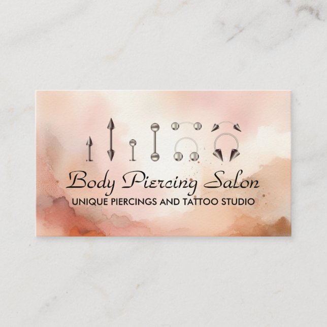 Piercing Specialist Watercolor Rosegold Visitenkarte (Vorderseite)