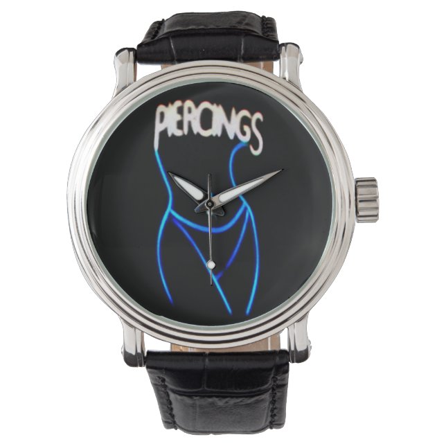 Piercings Neon Lady Silhouette - Blue Watches Armbanduhr (Vorderseite)