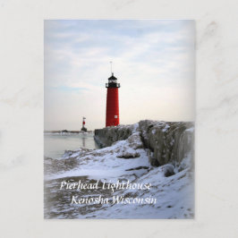 Pierhead Lighthouse, Kenosha Wisconsin Postkarte
