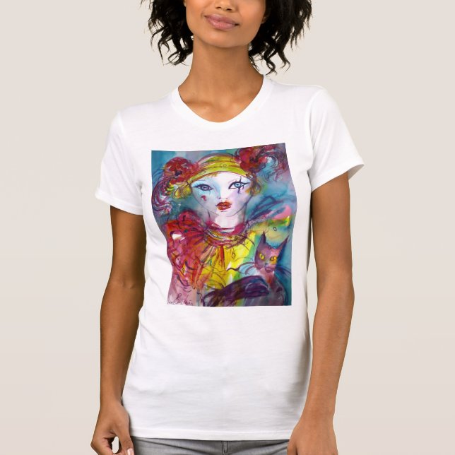 PIERO MIT CAT/venezianischen Maskerade-Masken T-Shirt (Vorderseite)