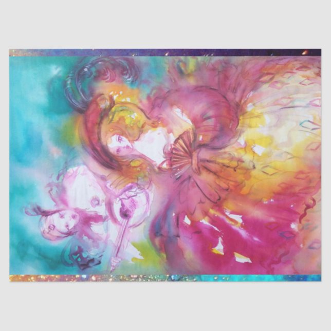 PIERO UND ARLECCHINA Venezianischer Karneval Seidenpapier (Vorderseite)