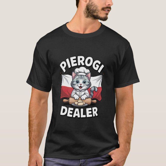 Pierogi-Händler Katze Polnische Wurzeln Essen T-Shirt (Vorderseite)