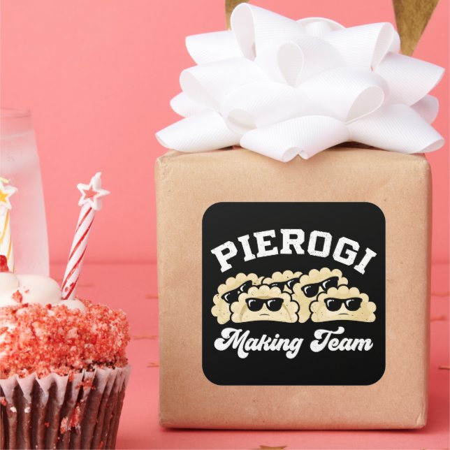 Pierogi Making Team Pierogi Maker Food Polnisch Quadratischer Aufkleber (Party)