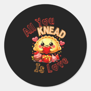 Pierogi Valentinstag-Shirt – Kneten ist Liebe Runder Aufkleber