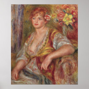 Pierre A Renoir   Blonde Frau mit Rose Poster