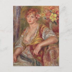 Pierre A Renoir   Blonde Frau mit Rose Postkarte
