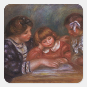 Pierre A Renoir Die Lektion Quadratischer Aufkleber