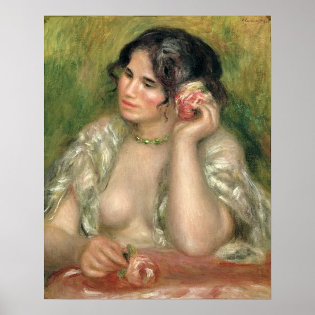 Pierre A Renoir | Gabrielle mit Rose Poster (Vorne)