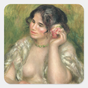 Pierre A Renoir Gabrielle mit Rose Quadratischer Aufkleber