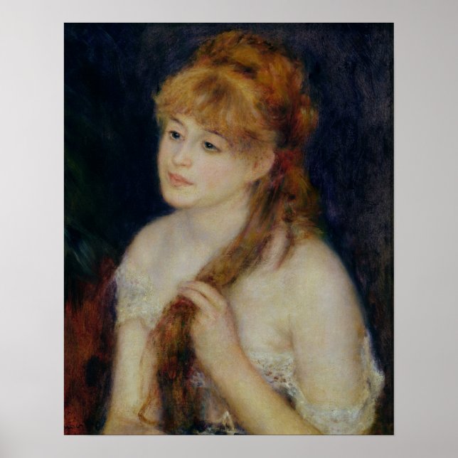 Pierre A Renoir | Junge Frau, die sich die Haare h Poster (Vorne)