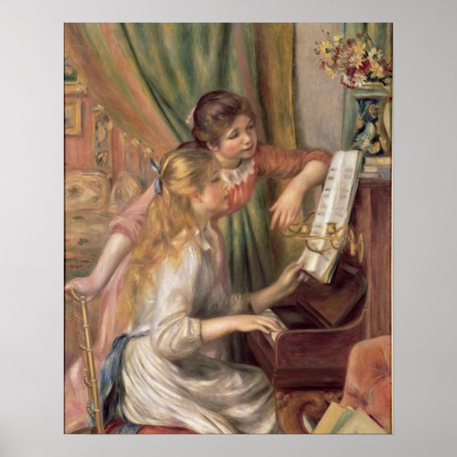 Pierre A Renoir | Junge Mädchen am Klavier Poster (Vorne)
