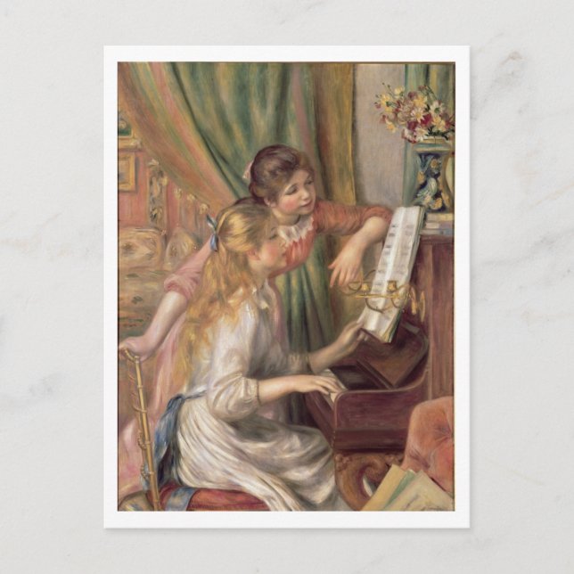 Pierre A Renoir | Junge Mädchen am Klavier Postkarte (Vorderseite)