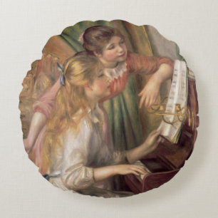 Pierre A Renoir   Junge Mädchen am Klavier Rundes Kissen