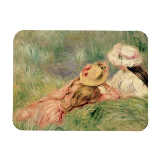 Pierre A Renoir | Junge Mädchen an der Ufer Magnet (Horizontal)
