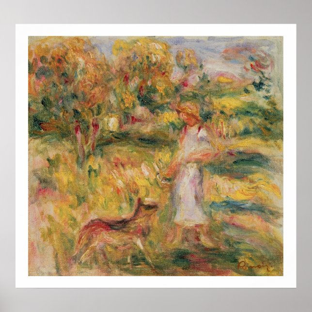 Pierre A Renoir | Landschaft mit der Ehefrau des K Poster (Vorne)