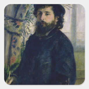 Pierre A Renoir   Portrait von Claude Monet Quadratischer Aufkleber