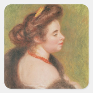 Pierre A Renoir Portrait von Frau Maurice Denis Quadratischer Aufkleber
