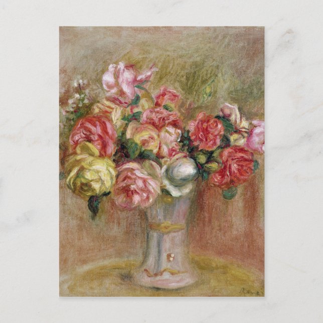 Pierre A Renoir | Rose in einer Vase von Sevres Postkarte (Vorderseite)