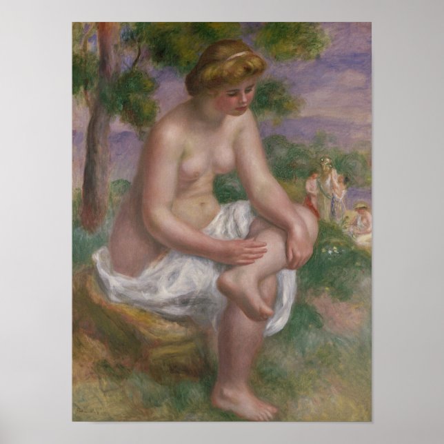 Pierre A Renoir | Sitzbäder in einer Landschaft Poster (Vorne)