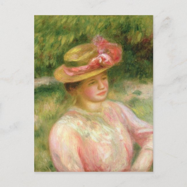 Pierre A Renoir | Strohhut Postkarte (Vorderseite)