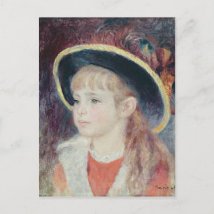 Pierre A Renoir   Young Girl in a Blue Hat Postkarte