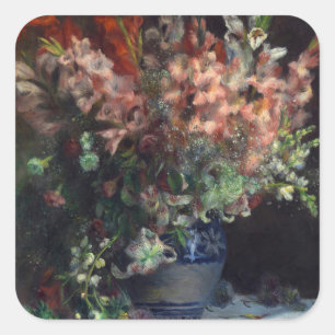 Pierre-Auguste Renoir Alte Gladiolen in einer Vase Quadratischer Aufkleber
