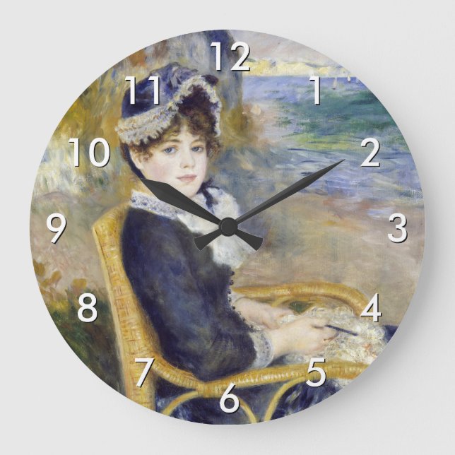 Pierre-Auguste Renoir - Am Meer Große Wanduhr (Vorderseite)