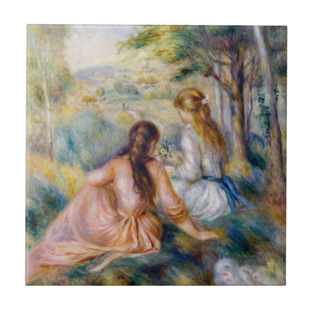 Pierre-Auguste Renoir - Auf der Wiese Fliese (Vorderseite)