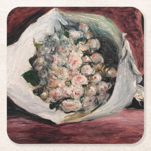 Pierre-Auguste Renoir - Blumenstrauß in einer Scha Rechteckiger Pappuntersetzer