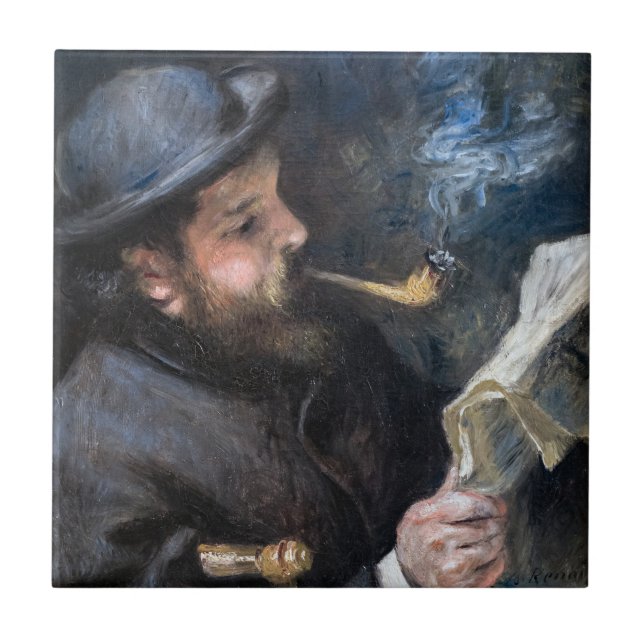 Pierre-Auguste Renoir - Claude Monet Reading Fliese (Vorderseite)