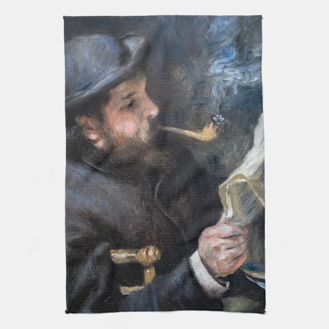 Pierre-Auguste Renoir - Claude Monet Reading Geschirrtuch (Vertikal)