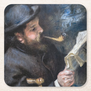 Pierre-Auguste Renoir - Claude Monet Reading Rechteckiger Pappuntersetzer