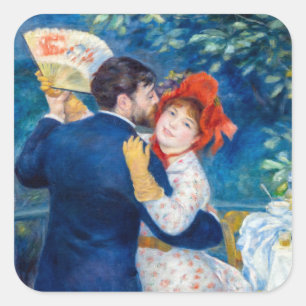 Pierre-Auguste Renoir - Country Dance Quadratischer Aufkleber