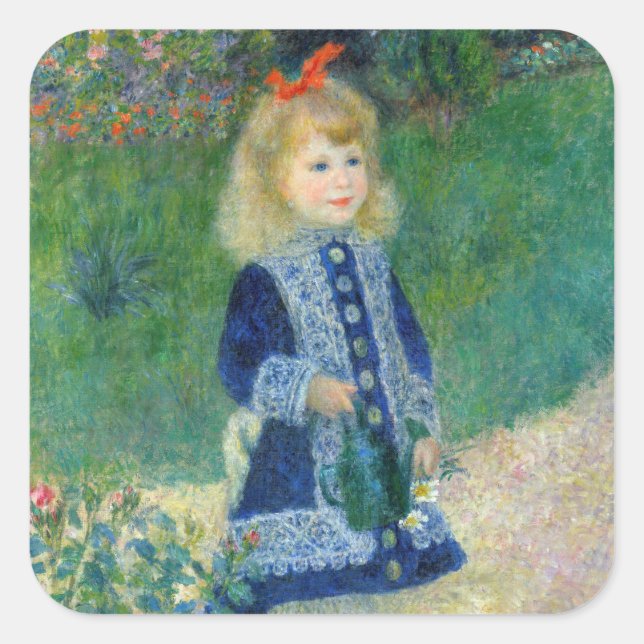 Pierre-Auguste Renoir - Ein Mädchen mit einer Wass Quadratischer Aufkleber (Vorderseite)