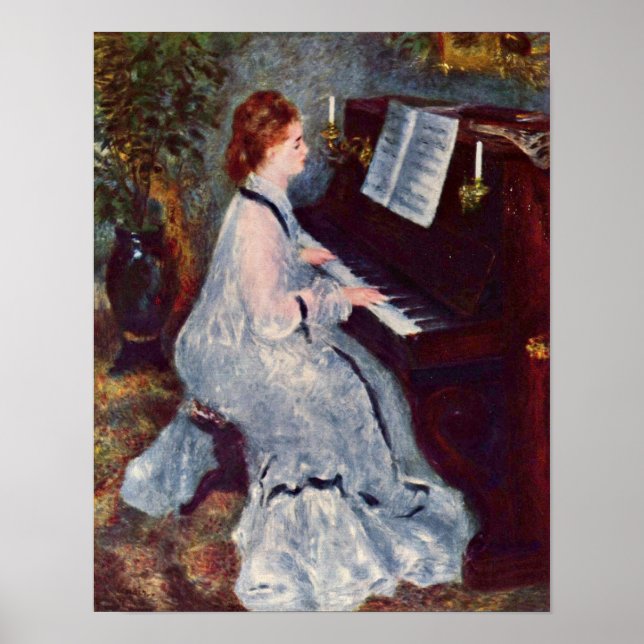 Pierre-Auguste Renoir - Frau am Klavier Poster (Vorne)