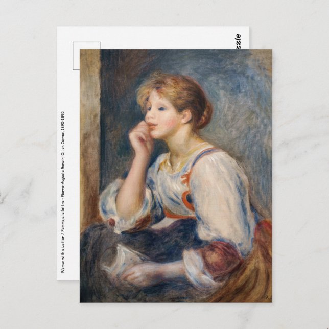 Pierre-Auguste Renoir - Frau mit einem Brief Postkarte (Vorne/Hinten)