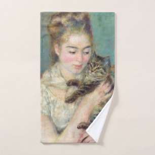 Pierre-Auguste Renoir - Frau mit einer Katze Badhandtuch Set