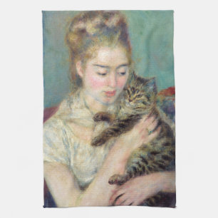 Pierre-Auguste Renoir - Frau mit einer Katze Geschirrtuch