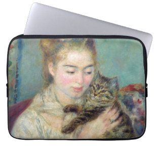 Pierre-Auguste Renoir - Frau mit einer Katze Laptopschutzhülle
