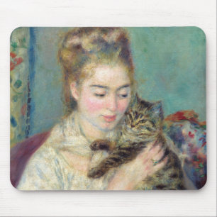 Pierre-Auguste Renoir - Frau mit einer Katze Mousepad