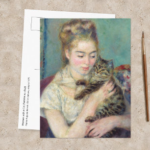 Pierre-Auguste Renoir - Frau mit einer Katze Postkarte
