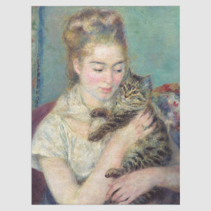 Pierre-Auguste Renoir - Frau mit einer Katze Seidenpapier