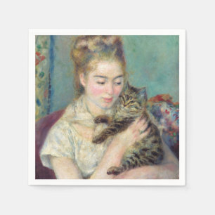Pierre-Auguste Renoir - Frau mit einer Katze Serviette