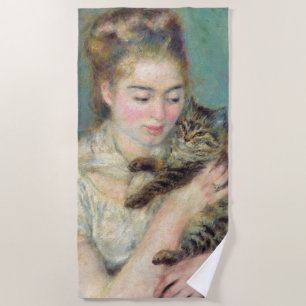 Pierre-Auguste Renoir - Frau mit einer Katze Strandtuch