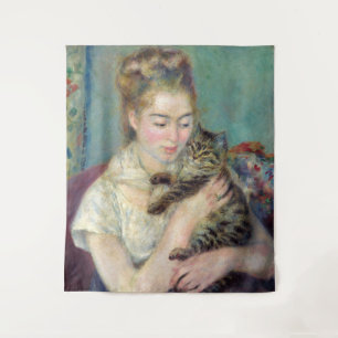 Pierre-Auguste Renoir - Frau mit einer Katze Wandteppich