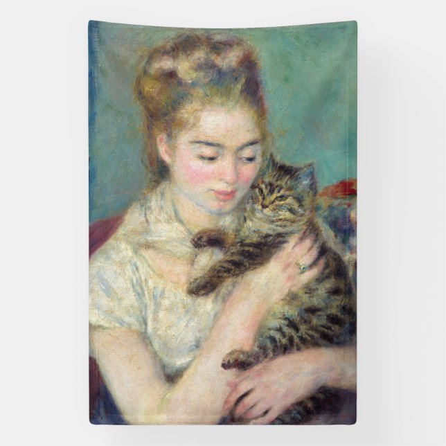 Pierre-Auguste Renoir - Frau mit Katze Banner (Vertikal)